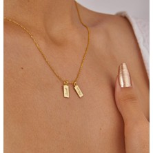 Çift Sevgili Isim Yazılı 14 Ayar Altın Kolye