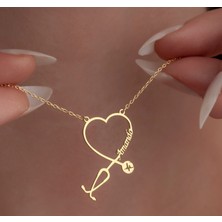 Steteskop Isim Yazılı 14 Ayar Altın Kolye