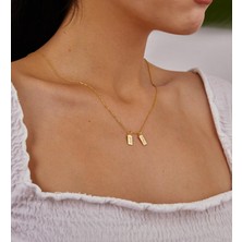 Isim Yazılı Çift Sevgili 14 Ayar Altın Kolye