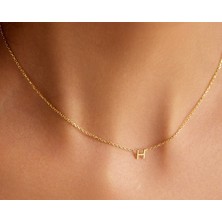 H Harf 14 Ayar Altın Kolye