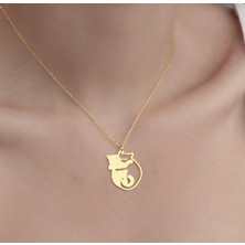 Kedi 14 Ayar Altın Kolye