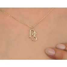 Çift Sevgili Harfler 14 Ayar Altın Kolye