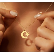 Ay Yıldız 14 Ayar Altın Kolye
