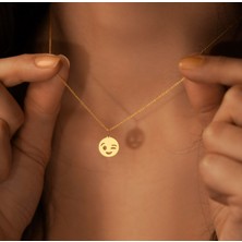 Göz Kırpma Emoji 14 Ayar Altın Kolye