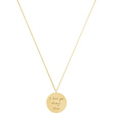 Halka Yazı Yazılı 14 Ayar Altın Kolye