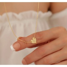 Kalp Harf Yazılı 14 Ayar Altın Kolye