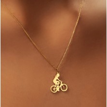Bisiklet Süren Kız 14 Ayar Altın Kolye