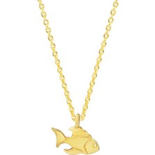 Şans Balığı 14 Ayar Altın Kolye