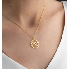 Kova Burç 14 Ayar Altın Kolye