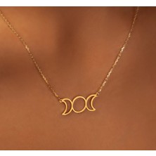 Dolunay ve Ay 14 Ayar Altın Kolye