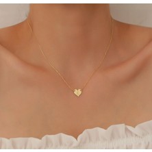 Kalp Harf Yazılı 14 Ayar Altın Kolye