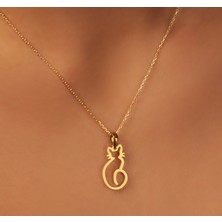 Kedi 14 Ayar Altın Kolye