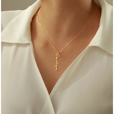 Dikey Isimli 14 Ayar Altın Kolye