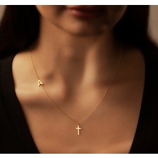 Harf Haç Model 14 Ayar Altın Kolye