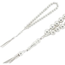 Yuvarlak Kesim 925 Ayar Gümüş Tesbih