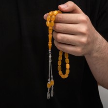 Sıkma Kehribar 925 Ayar Gümüş Tesbih