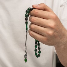 Sıkma Kehribar 925 Ayar Gümüş Tesbih