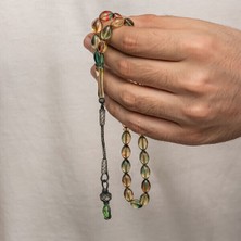 Sıkma Kehribar Kazaz Püsküllü 1000 Ayar Gümüş Tesbih