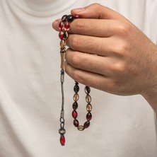 Sıkma Kehribar Kazaz Püsküllü 1000 Ayar Gümüş Tesbih