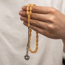 Sıkma Kehribar Kazaz Püsküllü 1000 Ayar Gümüş Tesbih