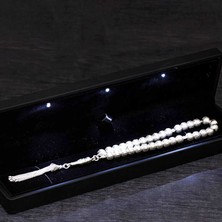 Işıklı Kutu Hediyeli Yuvarlak Kesim 925 Ayar Gümüş Tesbih