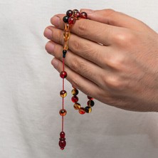 Sıkma Kehribar 925 Ayar Gümüş Tesbih