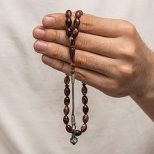 Sıkma Kehribar Kazaz Püsküllü 1000 Ayar Gümüş Tesbih
