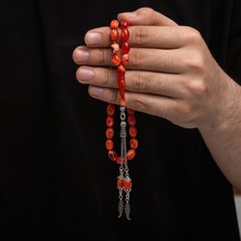 Sıkma Kehribar 925 Ayar Gümüş Tesbih