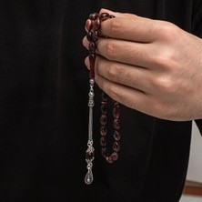 Sıkma Kehribar 925 Ayar Gümüş Tesbih