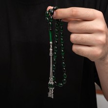 Sıkma Kehribar 925 Ayar Gümüş Tesbih