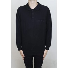 Santa Fistan Store Erkek Desenli Klasik Kesim Rahat Kalıp Polo Yaka Selanik Tek Cepli Kışlık Kazak