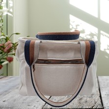 Midi Kilim Desen Triplet Tote Bag, Yazlık Kadın Omuz Çantası