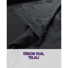 Telalı Siyah Renkte Viskon Vual (En 130 cm x Boy 300 Cm)