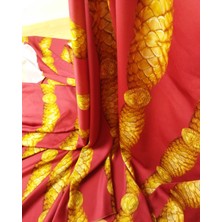 Bordo Üzeri Gold Desen Ince Saten (En 150 cm x Boy 185 Cm)