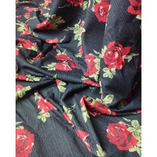 Siyah Üzeri Gül Desenli Bürümcüklü Jarse (En  145 cm x Boy 270 Cm)