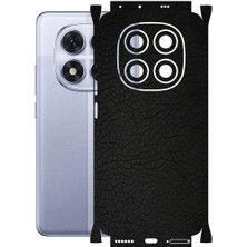 Redmi Note 14 Pro ile Uyumlu Deri Desenli Siyah Arka Kaplama(Kılıf Değildir!)