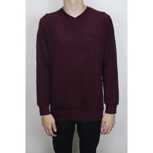 Santa Fistan Store Erkek Spor Kesim Rahat Kalıp V-Yaka Selanik Kumaşlı Kışlık Kazak