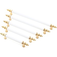 Zirve Elit 160 mm Mobilya Mutfak Çekmece Dolabı Dolap Kulpu Kulbu Kulpları - Beyaz-Altın - 6 Adet