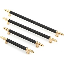 Zirve Elit 160 mm Mobilya Mutfak Çekmece Dolabı Dolap Kulpu Kulbu Kulpları - Siyah-Altın - 6 Adet