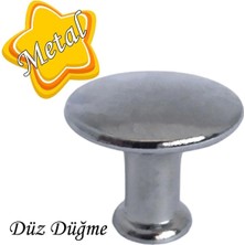 Düz Düğme Çekmece Dolap Dolabı Kulpu Kulbu Krom Metal Daire Kulpları Mobilya Mutfak (8 Adet)