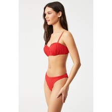 Kom Tıssuna Dokulu Kumaşlı Straplez Bikini