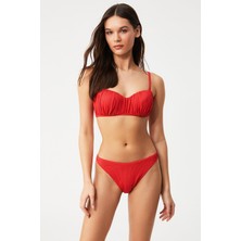 Kom Tıssuna Dokulu Kumaşlı Straplez Bikini