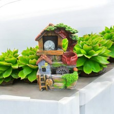 Dekoratif Mini Şelale Görünümlü Masaüstü Saksı ve Süs Evi – LED Işıklı