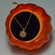 Chainbysilver Çelik Altın Rengi Taşlı Sallantılı Kolye