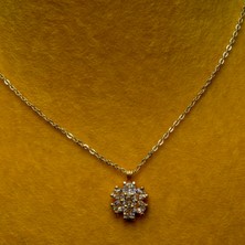 Chainbysilver Çelik Altın Rengi Taşlı Sallantılı Kolye