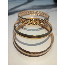 Parlak Gold Renk Kapalı Ağız Bilezik 3'lü