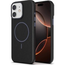 Apsuwa iPhone 11 Uyumlu Kılıf Lichee Deri Desen Silikon Kablosuz Şarj Özellikli Siyah