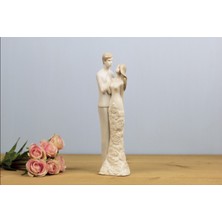 Biblo Porselen Aşık Çift Biblosu 25,5cm Dekoratif Süs Eşya Tozu Alınabilir 1 Adet