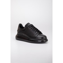Erkek Içi Dışı Hakiki Deri Siyah Rugan Sneaker