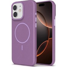 Apsuwa iPhone 11 Uyumlu Kılıf Lichee Deri Desen Silikon Kablosuz Şarj Özellikli Mürdüm